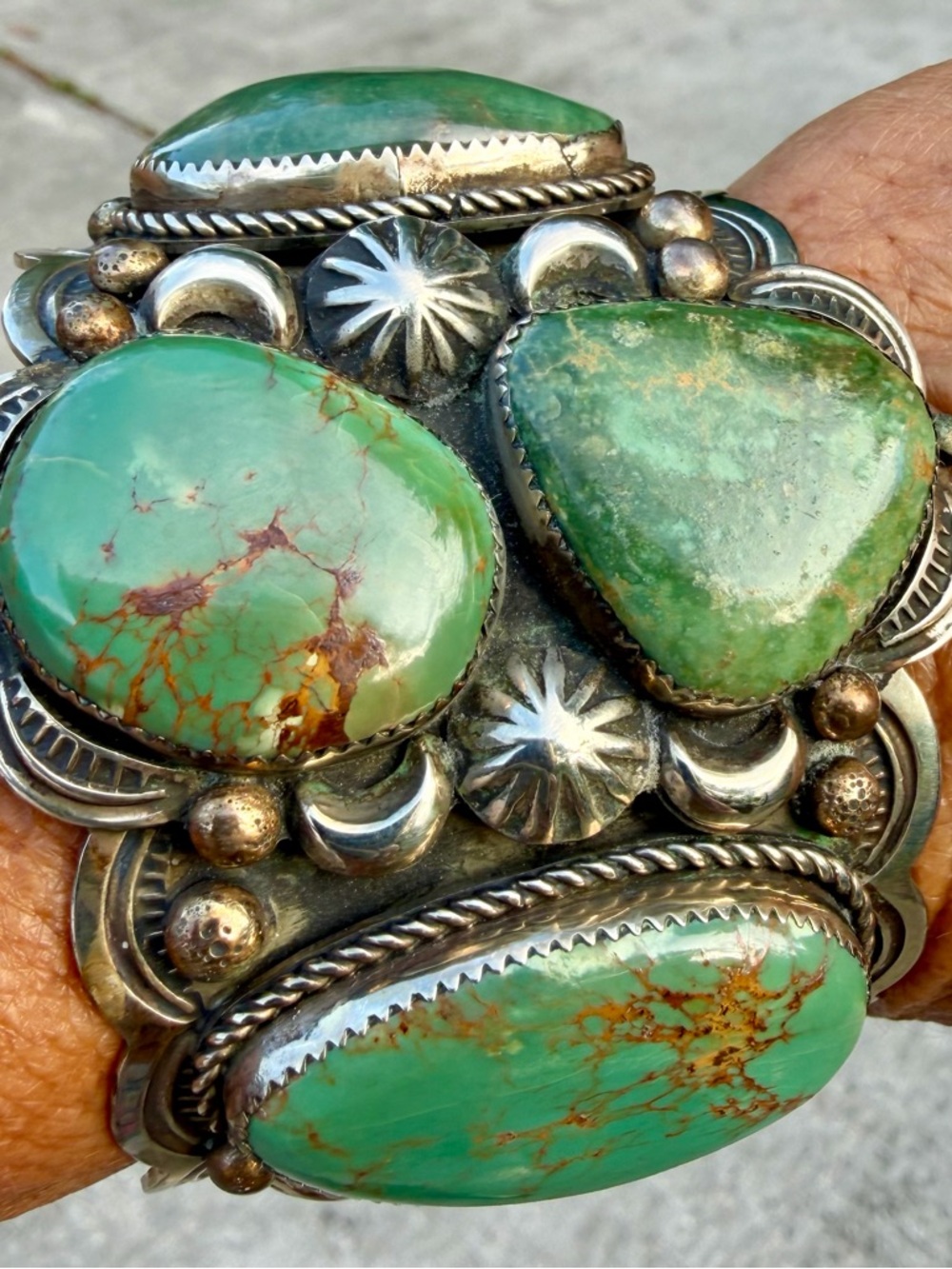 Genuine Turquoise/Sterling Silver Cuff Bracelet, Artist Stamped